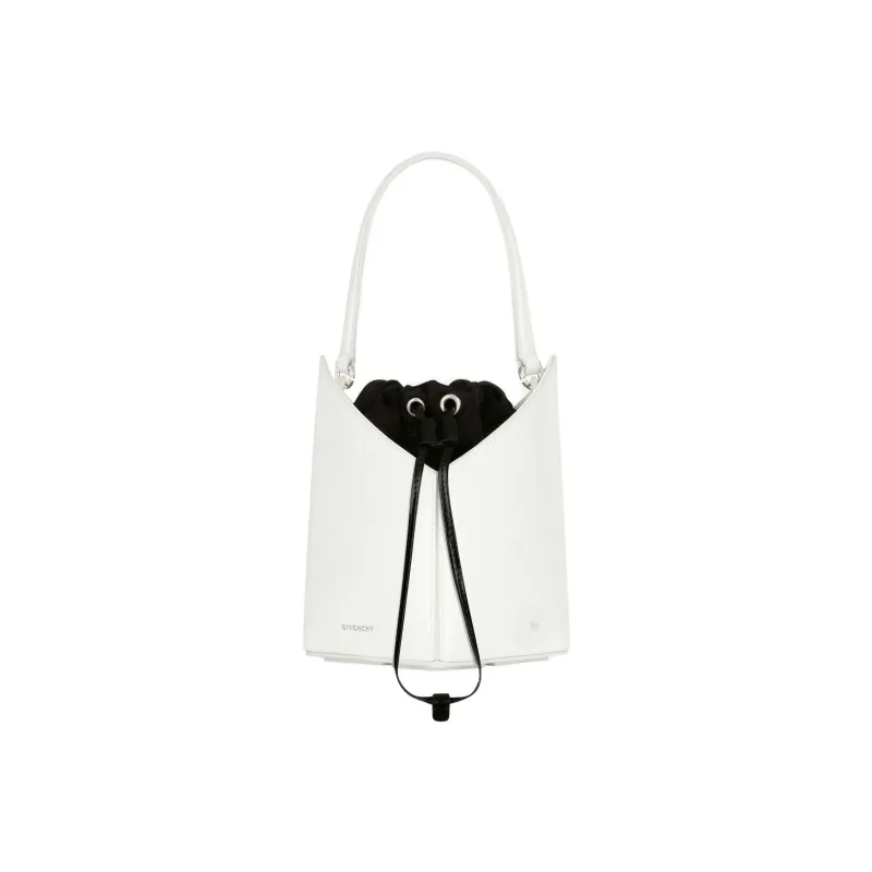 GIVENCHY Cut Out Series Smooth Cow Leather Bucket Bag, One Shoulder Handbag Mini Women's Ivory White-0