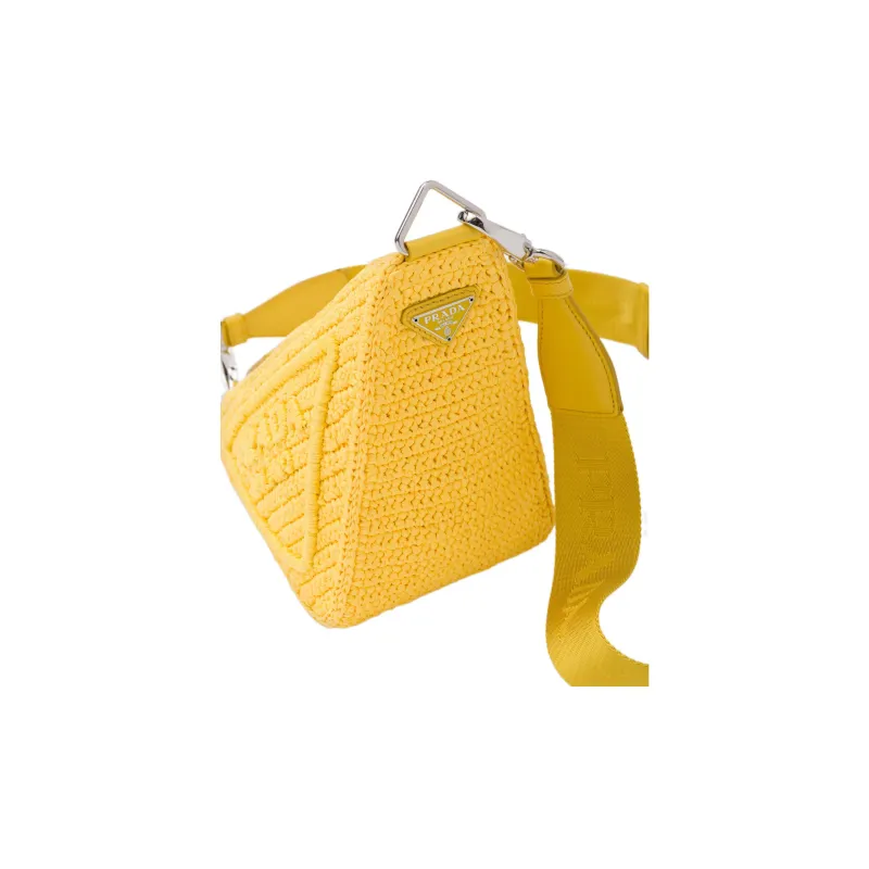PRADA Triangle Fabric Shoulder Bag Crossbody Bag Yellow-4