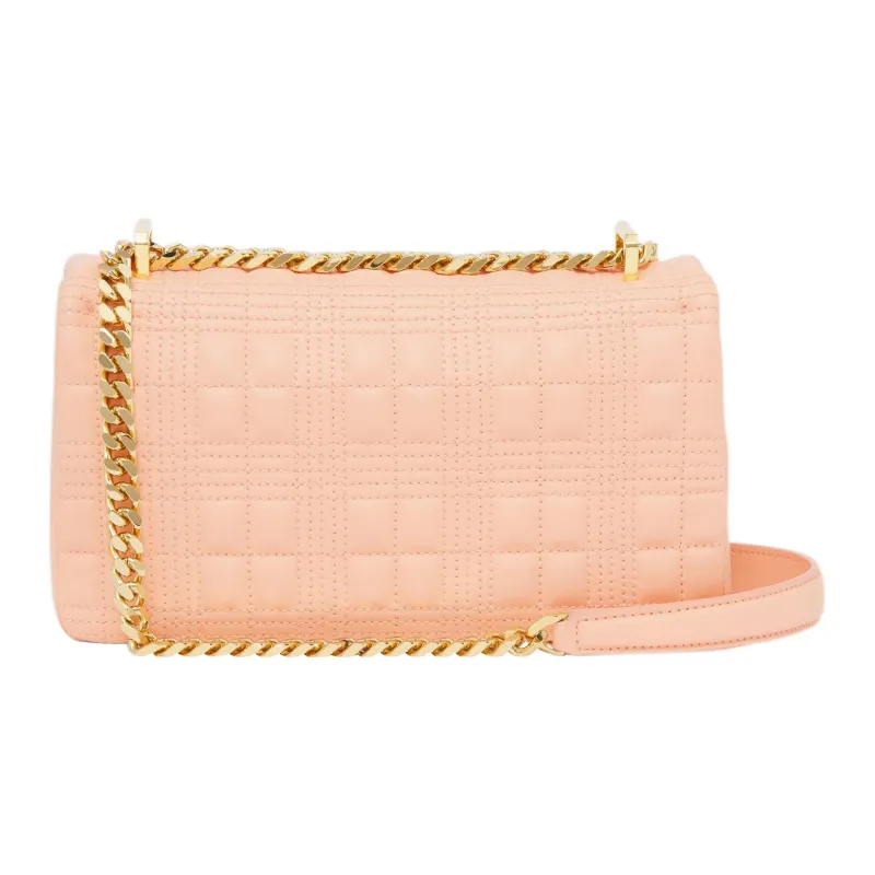 Burberry Lola Lola Bag Metal Chain Lambskin Handbags Shoulder Bag Crossbody Bag Small Size Women's Peach Pink-1