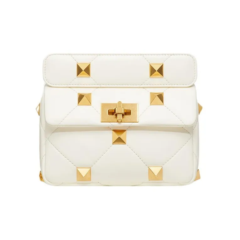 Valentino ROMAN STUD Sheepskin Handbag, Crossbody Bag, Shoulder Bag Women's Pearl White-0