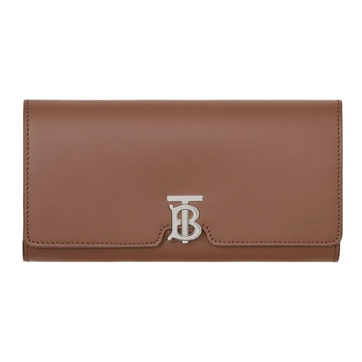 Burberry Smooth Calf Leather Money Clip Card Holder Wallet Women's Malt Brown-0