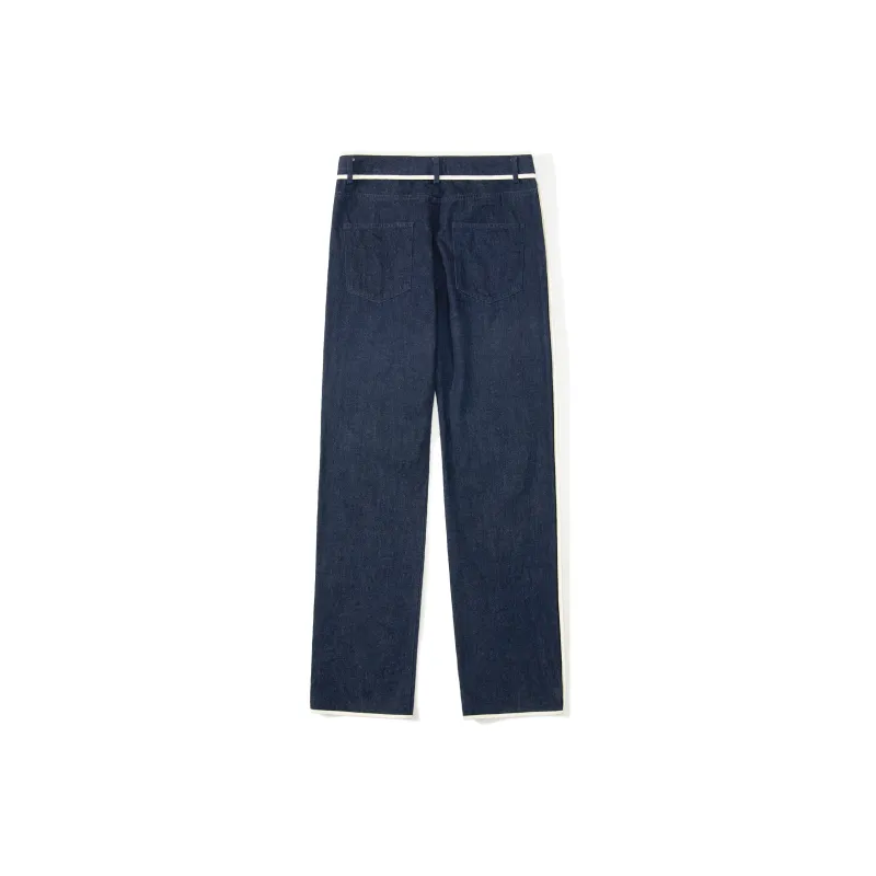 UNVESNO Straight Jeans Unisex Dark Blue-1