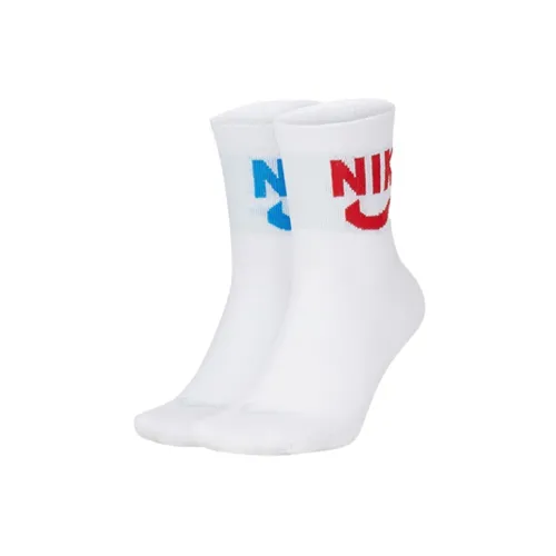 Nike Men’s Heritage Ankle Logo Printing Sports Socks 2 Packs White