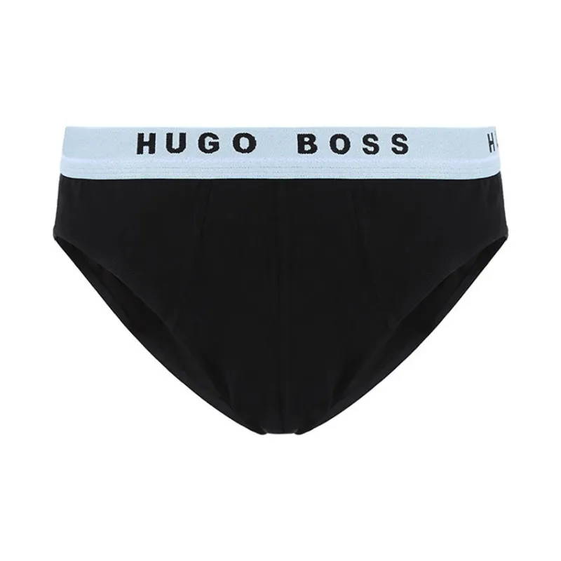 HUGO BOSS Men's Logo Printing Briefs 3 Packs Black/Blue/Grey-5