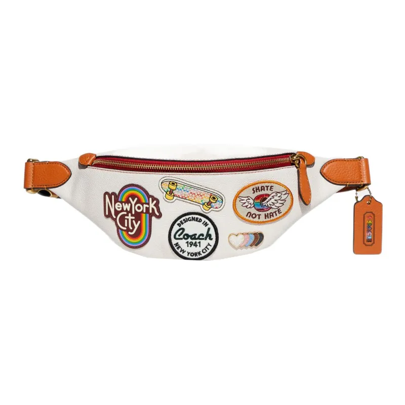 COACH Charter Leather Sling Bag, Fanny Pack Tubas Men's White-0