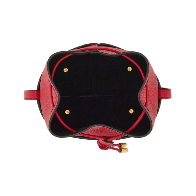 FERRAGAMO GANCINI Stamped Calfskin Bucket Bags Shoulder Bag Crossbody Bag Mini Women's Red-3