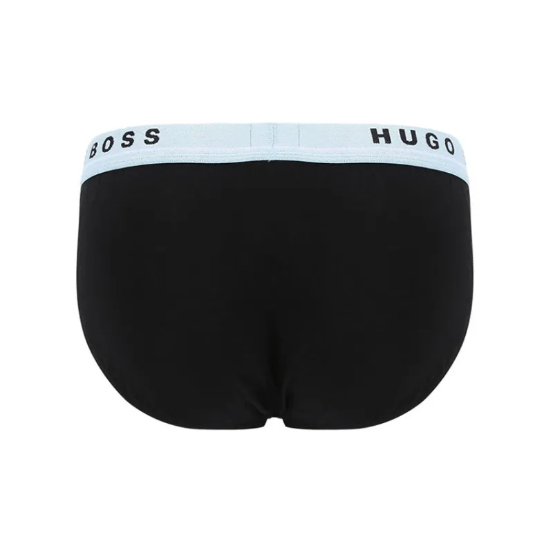 HUGO BOSS Men's Logo Printing Briefs 3 Packs Black/Blue/Grey-6