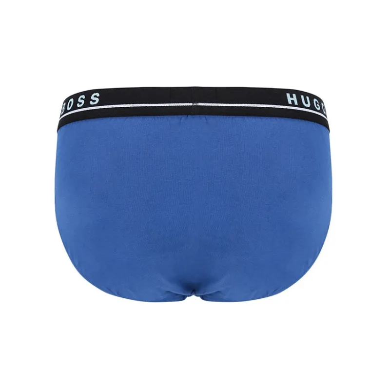 HUGO BOSS Men's Logo Printing Briefs 3 Packs Black/Blue/Grey-4