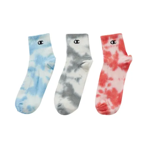 Champion Unisex Mid Tube Socks 3 Packs Grey/Blue/Pink