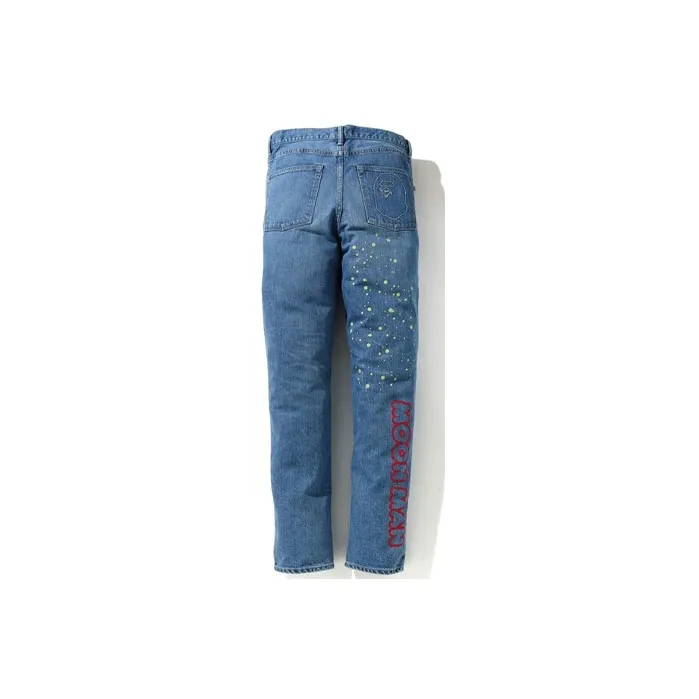A BATHING APE X Kid Cudi Damaged Denim Straight leg Jeans-1