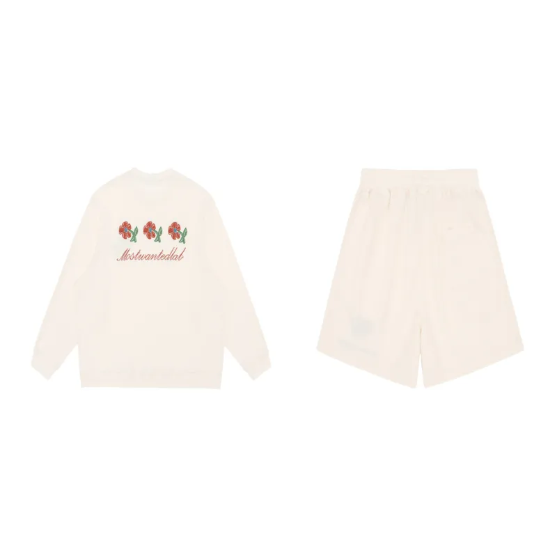 MostwantedLab Vintage Flower Sweatshirt Sets Unisex-1