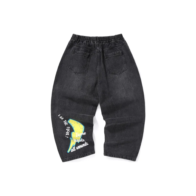 GENANX Straight Jeans Unisex Black Gray-1