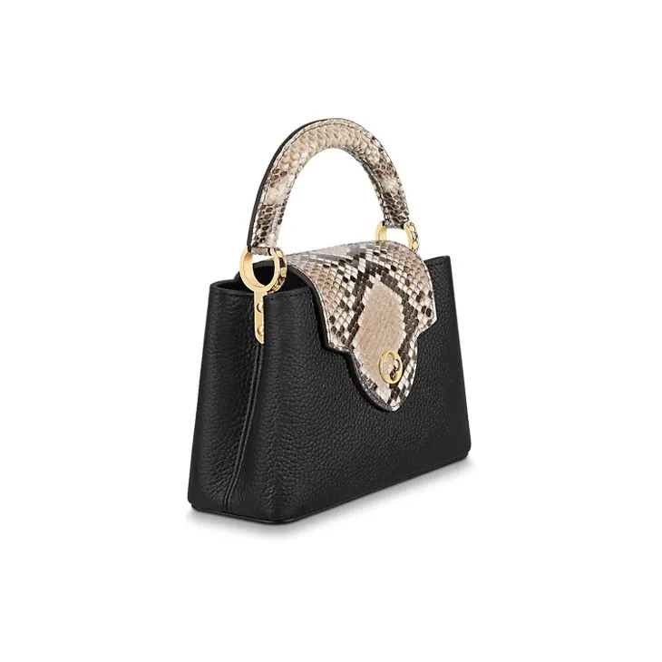 LOUIS VUITTON Capucines Leather With Python Skin Accents Capusin Shoulder Crossbody Handbag Mini Women's Black-1