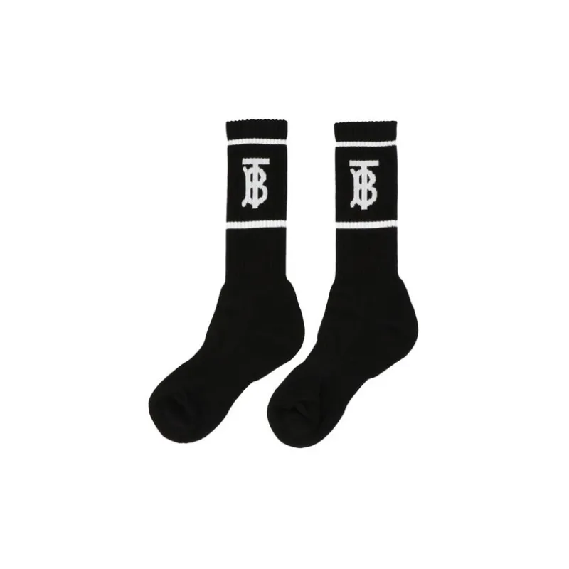 Burberry Monogram Motif Intarsia Socks 'Black'-0