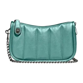 COACH Swinger Cow Leather Shoulder Bag Small Size Women's Metallic Green