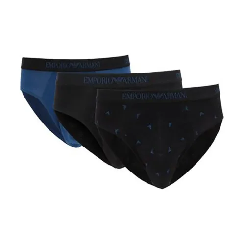 EMPORIO ARMANI Men's Cotton Briefs Three-piece Suit Black/Blue