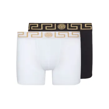 VERSACE Greca Border Long Trunks 2 Pack 'White/Blue'