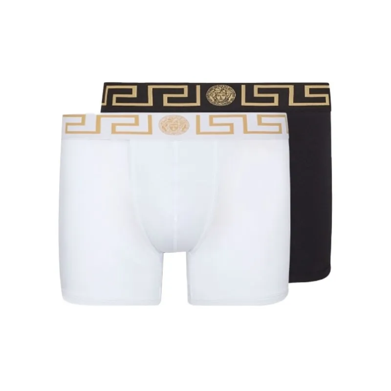 VERSACE Greca Border Long Trunks 2 Pack 'White/Blue'-0