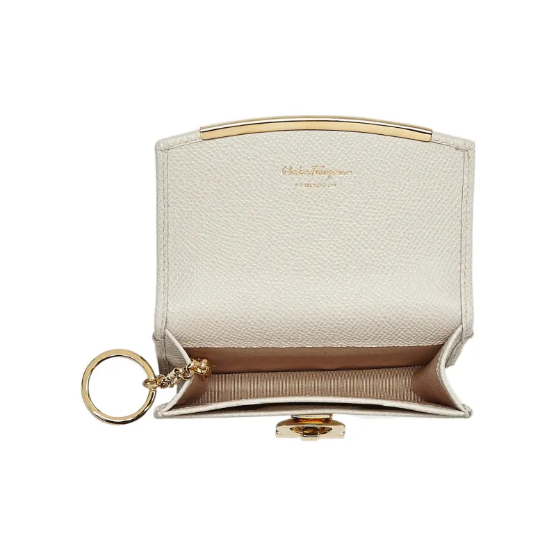 FERRAGAMO Cow Leather Card Holder Women's White-2