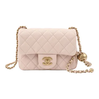 CHANEL 21B Fall Lambskin Chain Bag, Shoulder Bag, Crossbody Bag Mini Women's Light Beige