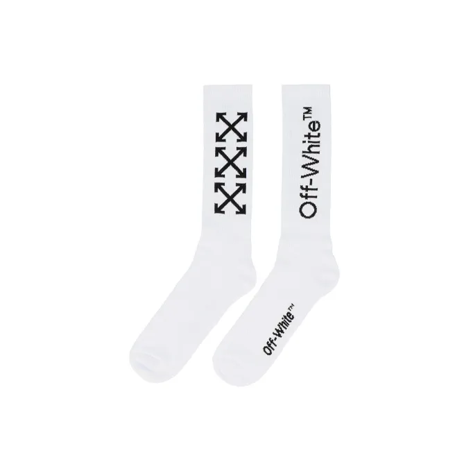 OFF WHITE Unisex Arrows Logo Knitting Socks 1 Pack White-1