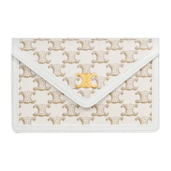 CELINE Cow Leather Portable Crossbody Bag, Shoulder Bag Wallet Women's White