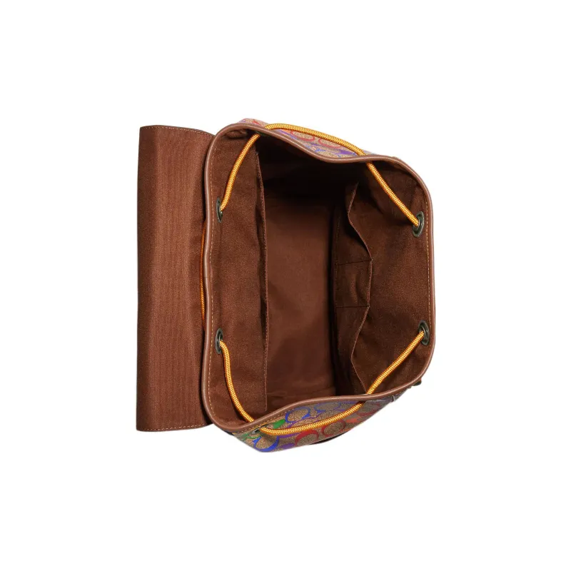 COACH Track Canvas With Smooth Calfskin Backpack Regular Women's Brown & Rainbow-2