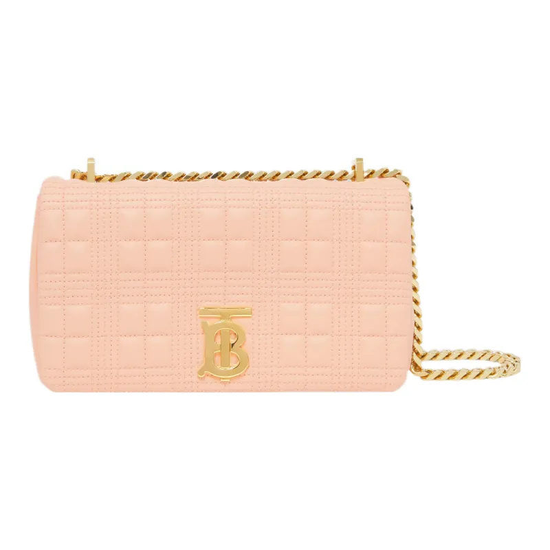 Burberry Lola Lola Bag Metal Chain Lambskin Handbags Shoulder Bag Crossbody Bag Small Size Women's Peach Pink-0