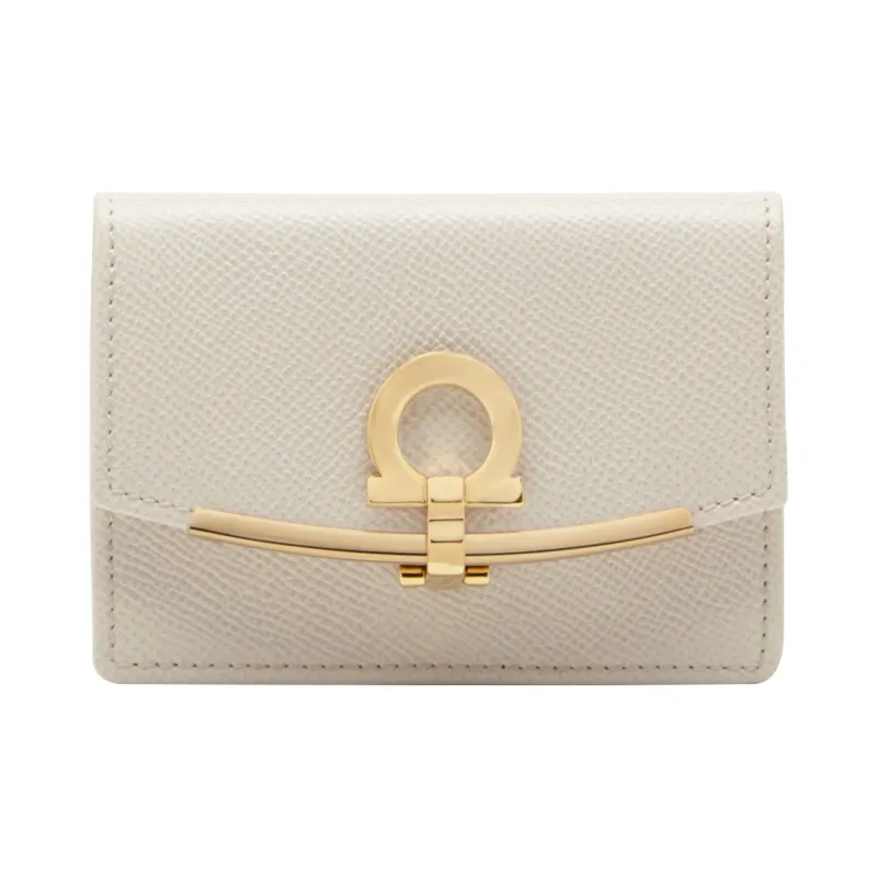 FERRAGAMO Cow Leather Card Holder Women's White-0