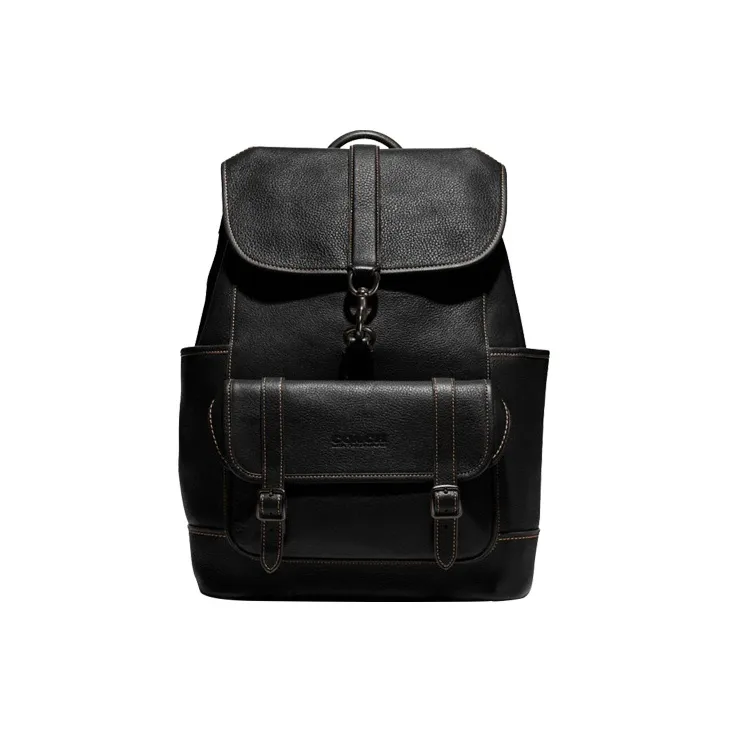 COACH Carriage Leather Backpack Large Size Men's Black-0