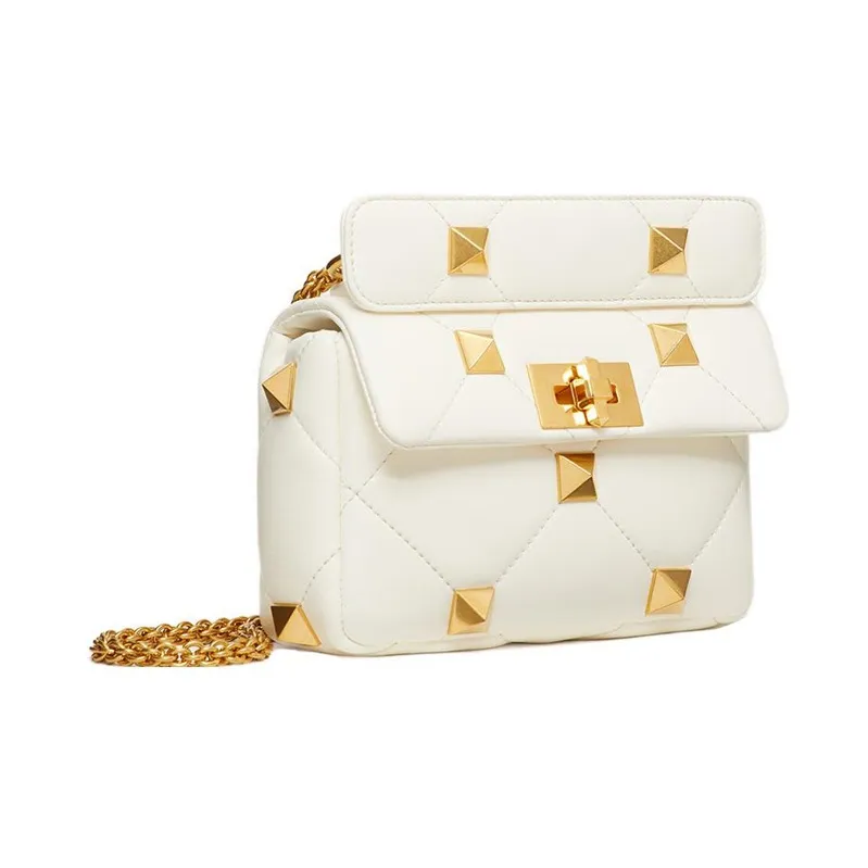 Valentino ROMAN STUD Sheepskin Handbag, Crossbody Bag, Shoulder Bag Women's Pearl White-2