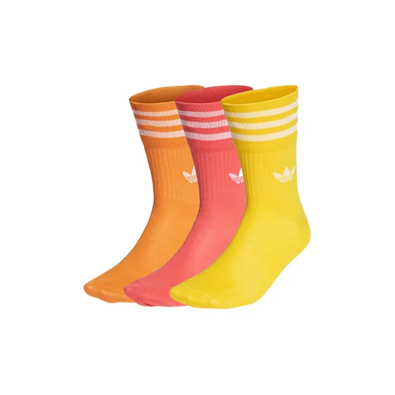 Adidas Mid Calf Socks Unisex 1 Set Of 3 Pack Bright Pink/Neon/Deep Orange/Yellow-0