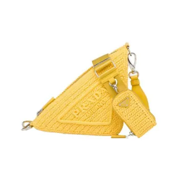 PRADA Triangle Fabric Shoulder Bag Crossbody Bag Yellow