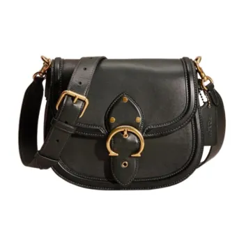 COACH Beat Leather Saddle Bag, Shoulder Bag, Crossbody Bag Women's Black