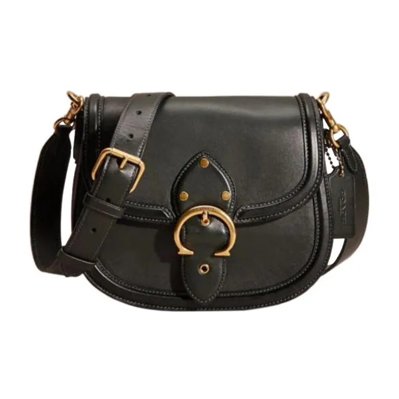 COACH Beat Leather Saddle Bag, Shoulder Bag, Crossbody Bag Women's Black-0