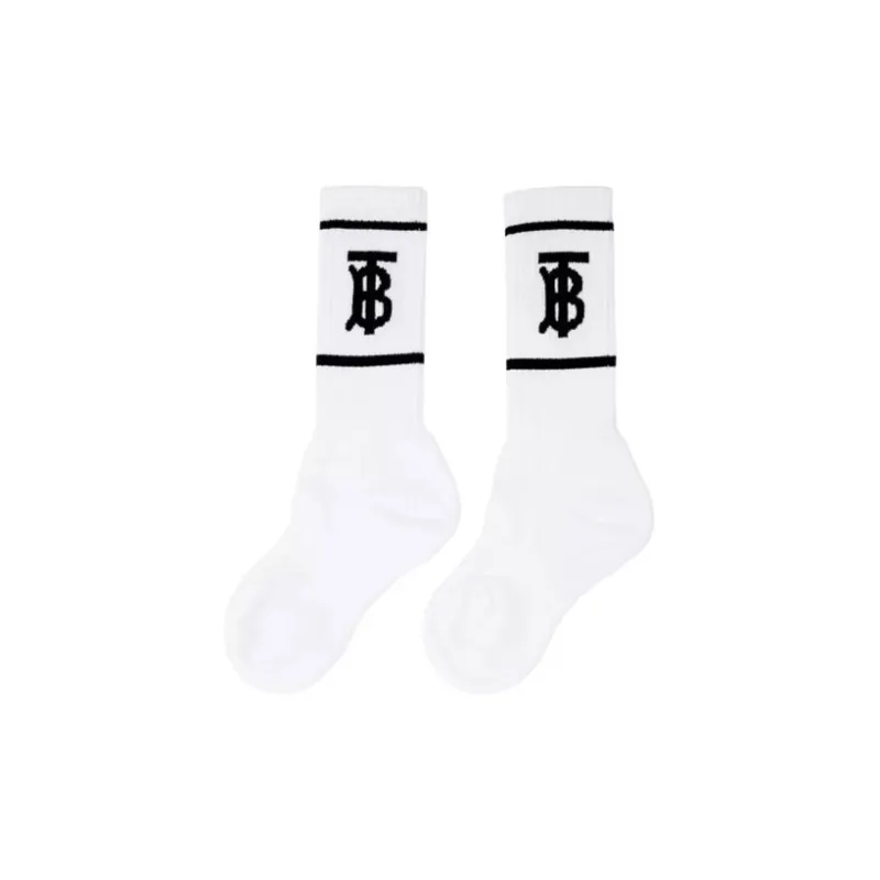 Burberry Mid Calf Socks Men's 1 Pack White-0