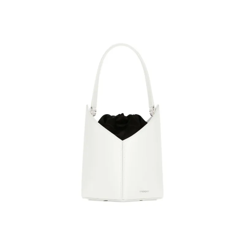 GIVENCHY Cut Out Series Smooth Cow Leather Bucket Bag, One Shoulder Handbag Mini Women's Ivory White-1
