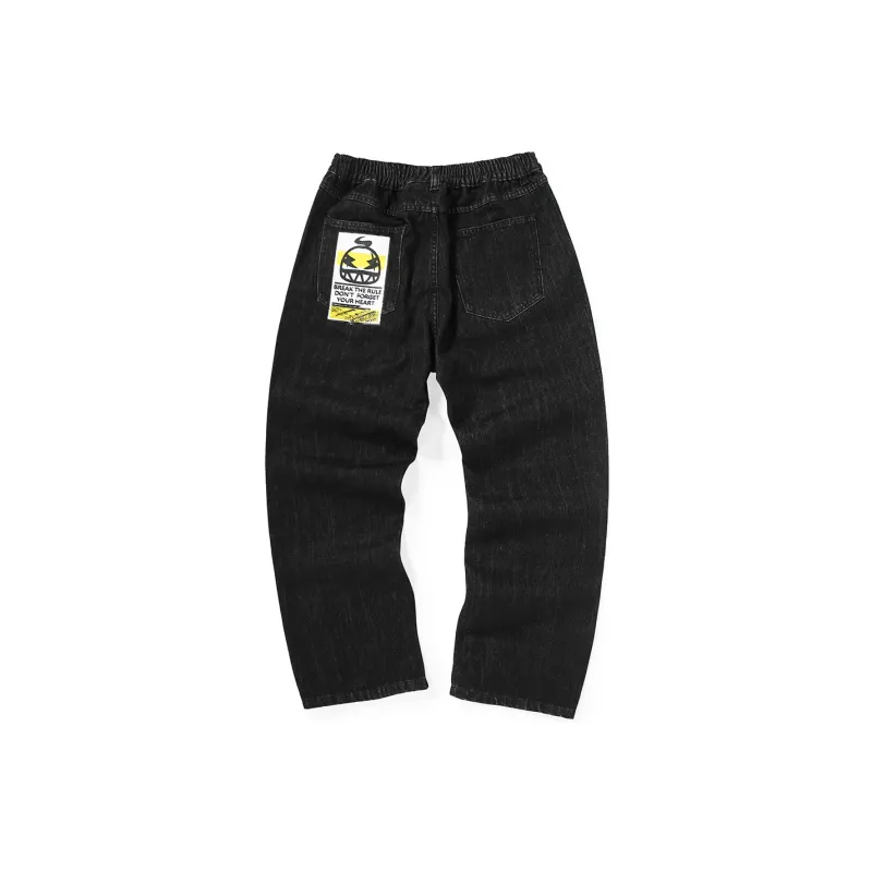 GENANX Straight Jeans Unisex Black-1