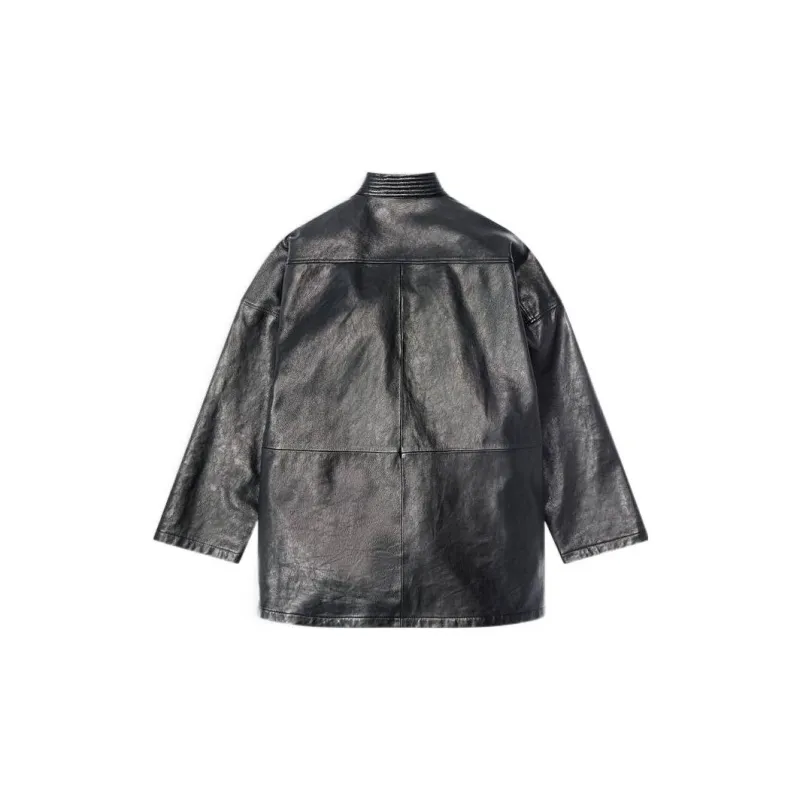 Balenciaga Leather Jackets Women's Black-1