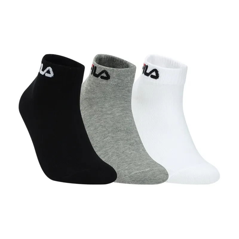 FILA FUSION Ankle Socks Men's 1 Set Of 3 Pairs Dark Black/Light Floral Grey/Standard White-3