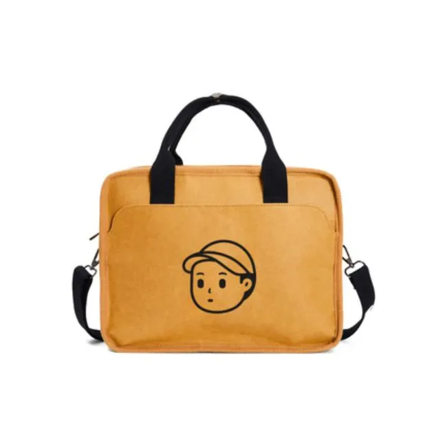 Finerworld Wet Kraft Paper/Canvas Messenger Bag, Briefcase, Handbag, Crossbody Bag Unisex Brown-2