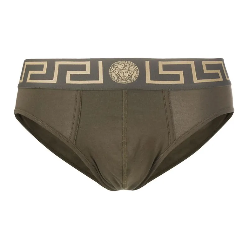 VERSACE Men's FW21 Printing Briefs Green-0