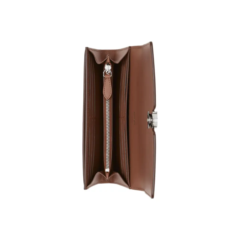 Burberry Smooth Calf Leather Money Clip Card Holder Wallet Women's Malt Brown-3