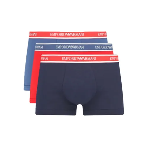 EMPORIO ARMANI Men's Logo Underpants 3 Packs Blue/Red