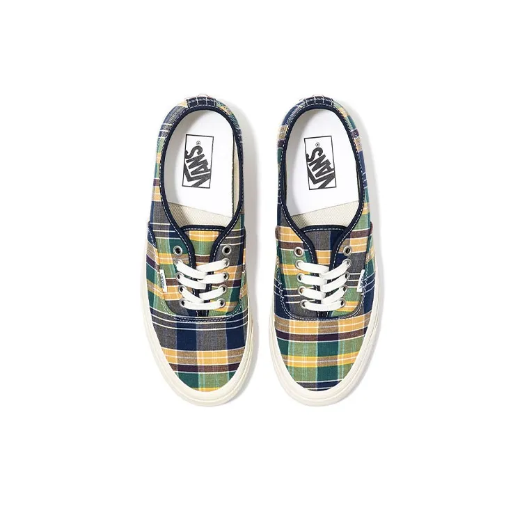 Vans Style 44 Low Tops Casual Skateboarding Shoes Unisex Yellow Green Blue Plaid 'Yellow Green Blue'-2