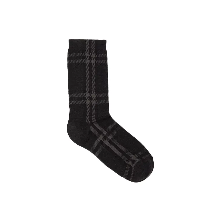 Burberry Check Intarsia Technical Socks 'Dark Charcoal'-1