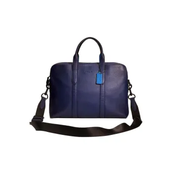 COACH Metropolitan Pebbled Leather Briefcase Handbag Shoulder Bag Crossbody Bag Large Size Men's Navy