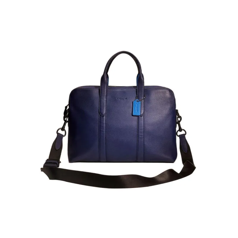 COACH Metropolitan Pebbled Leather Briefcase Handbag Shoulder Bag Crossbody Bag Large Size Men's Navy-0