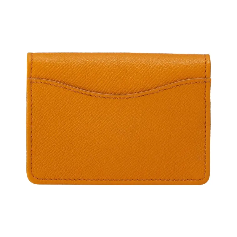 FERRAGAMO GANCINI Textured Cow Leather Business Card Holder Women's Orange-2