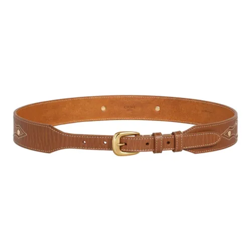 CELINE Leather Belts Women's Camel